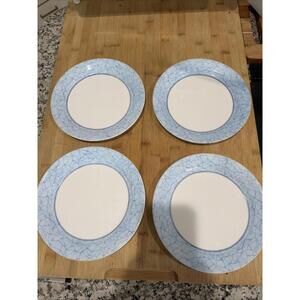 VTG Corelle Blue Crackle 9" Salad Dinner Plates Set of 4 - Hard to Find *
